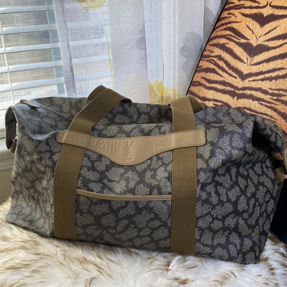 Yves Saint Lauren Giraffe print Duffle Travel Bag